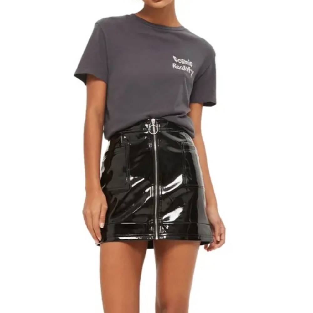 3/$30 Topshop Vinyl Zipper Mini Skirt Faux Leather